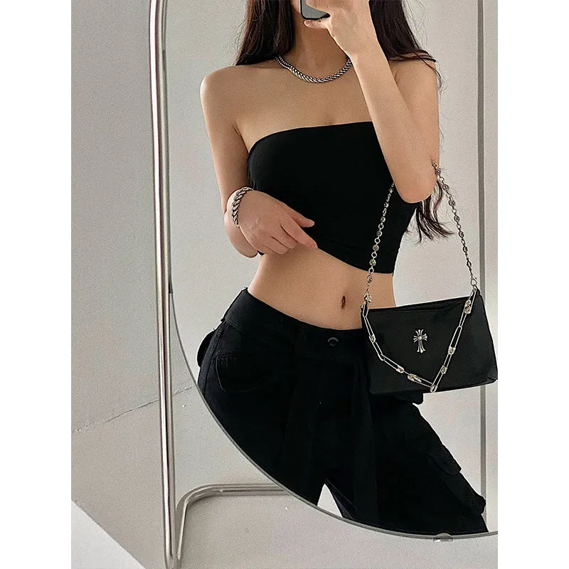 Halia Solid Color Sleeveless Tube Cropped Top