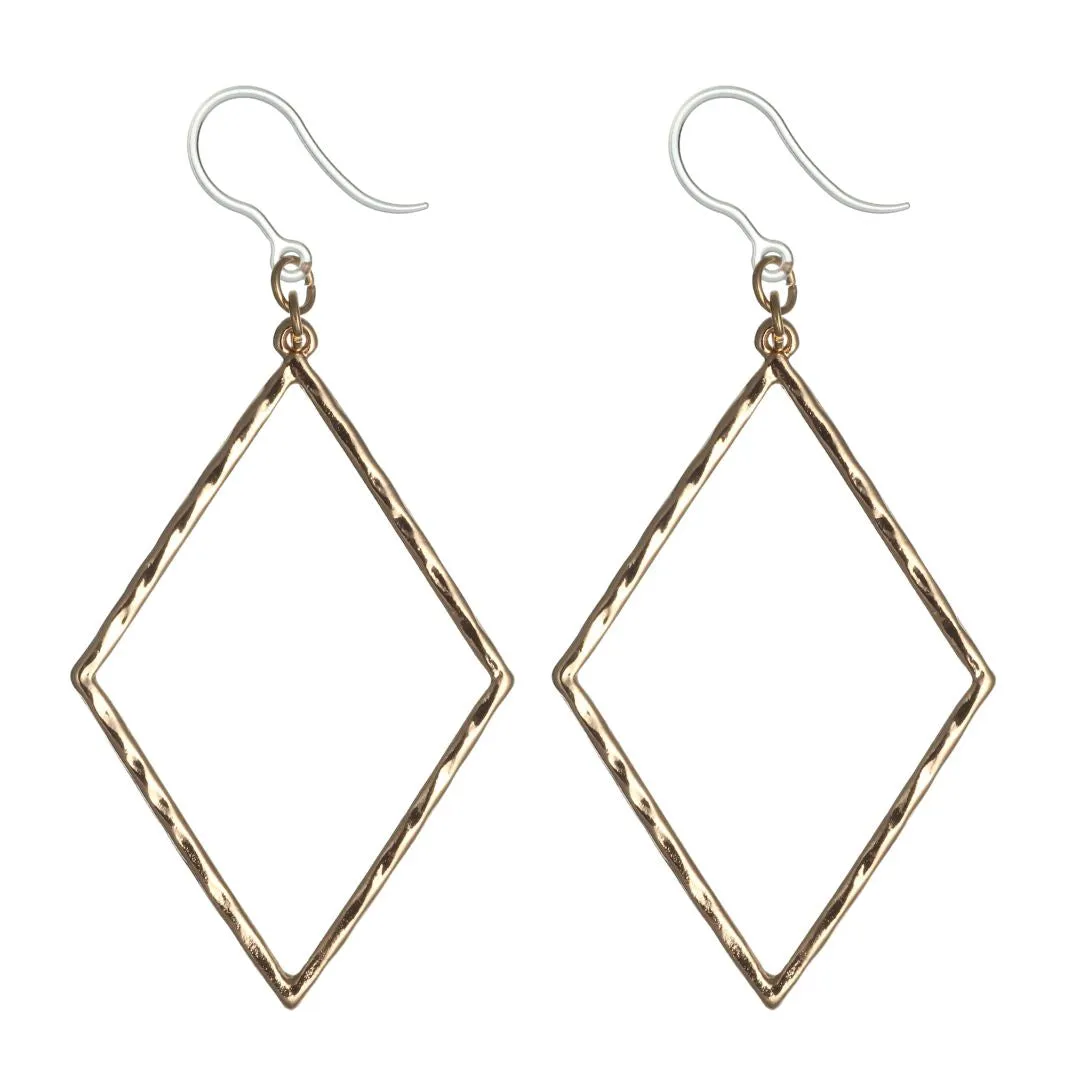 Hammered Minimalist Dangles Hypoallergenic Earrings for Sensitive Ears Made with Plastic Posts