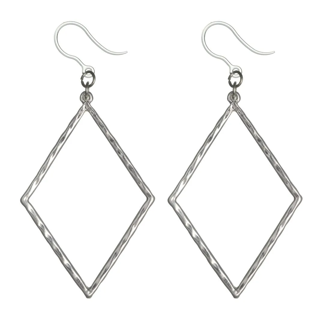 Hammered Minimalist Dangles Hypoallergenic Earrings for Sensitive Ears Made with Plastic Posts