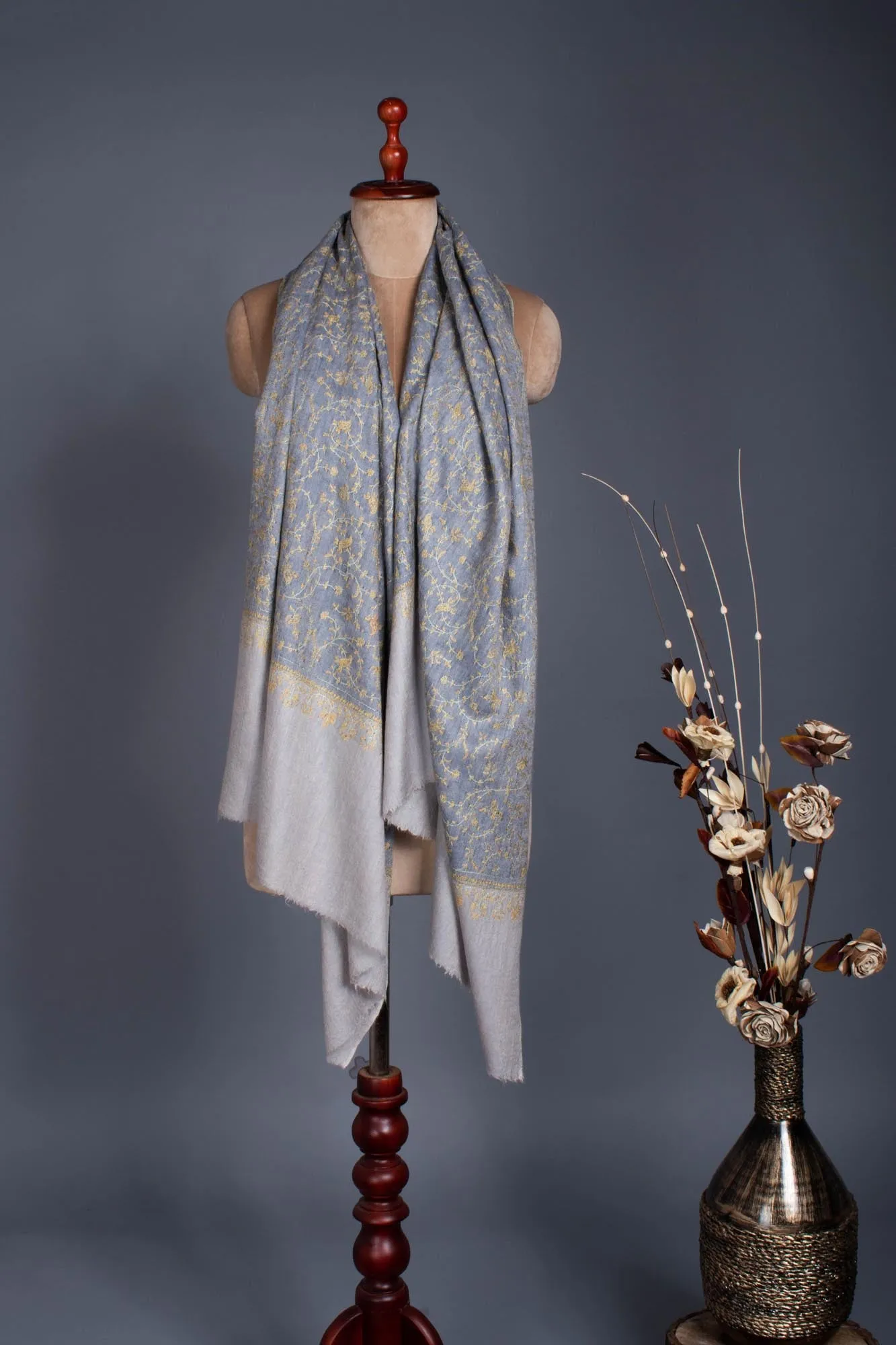 Hand Embroidered Kashmiri Pashmina Wrap - GOOLE