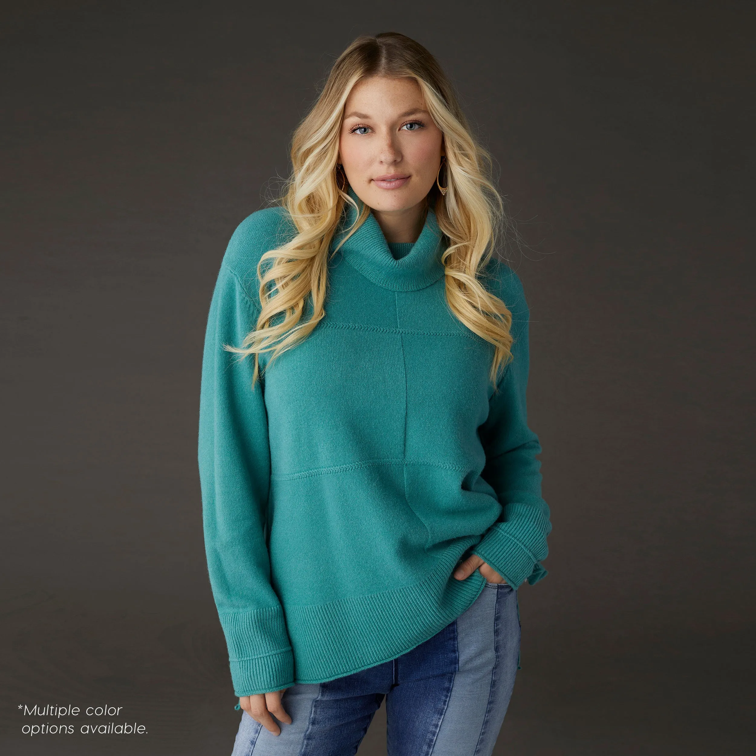 Heavenly-Luxe Turtleneck Sweater - Blue Surf