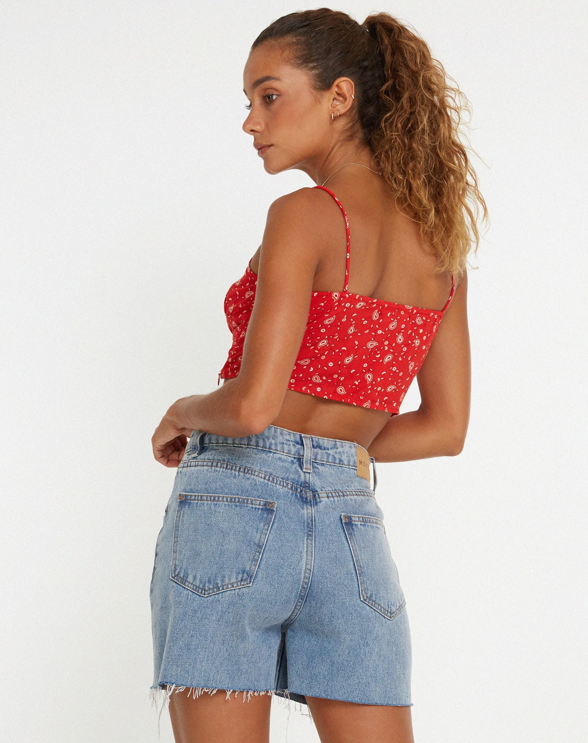 Hema Crop Top in Paisley Fun Red