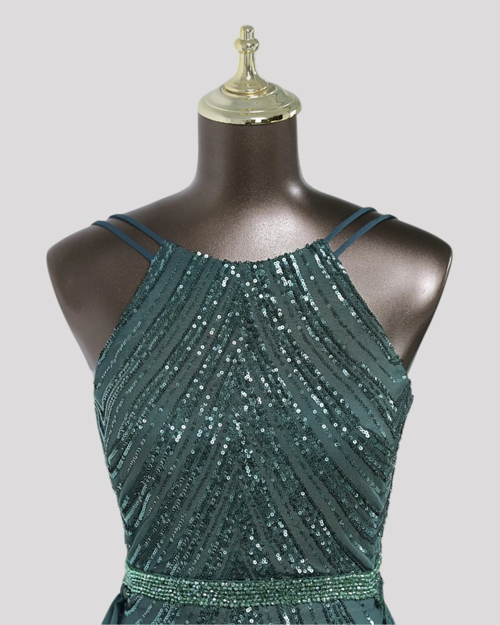 High Neck Sequin Mermaid Dress with detachable Overlay Skirt available in 6 colours