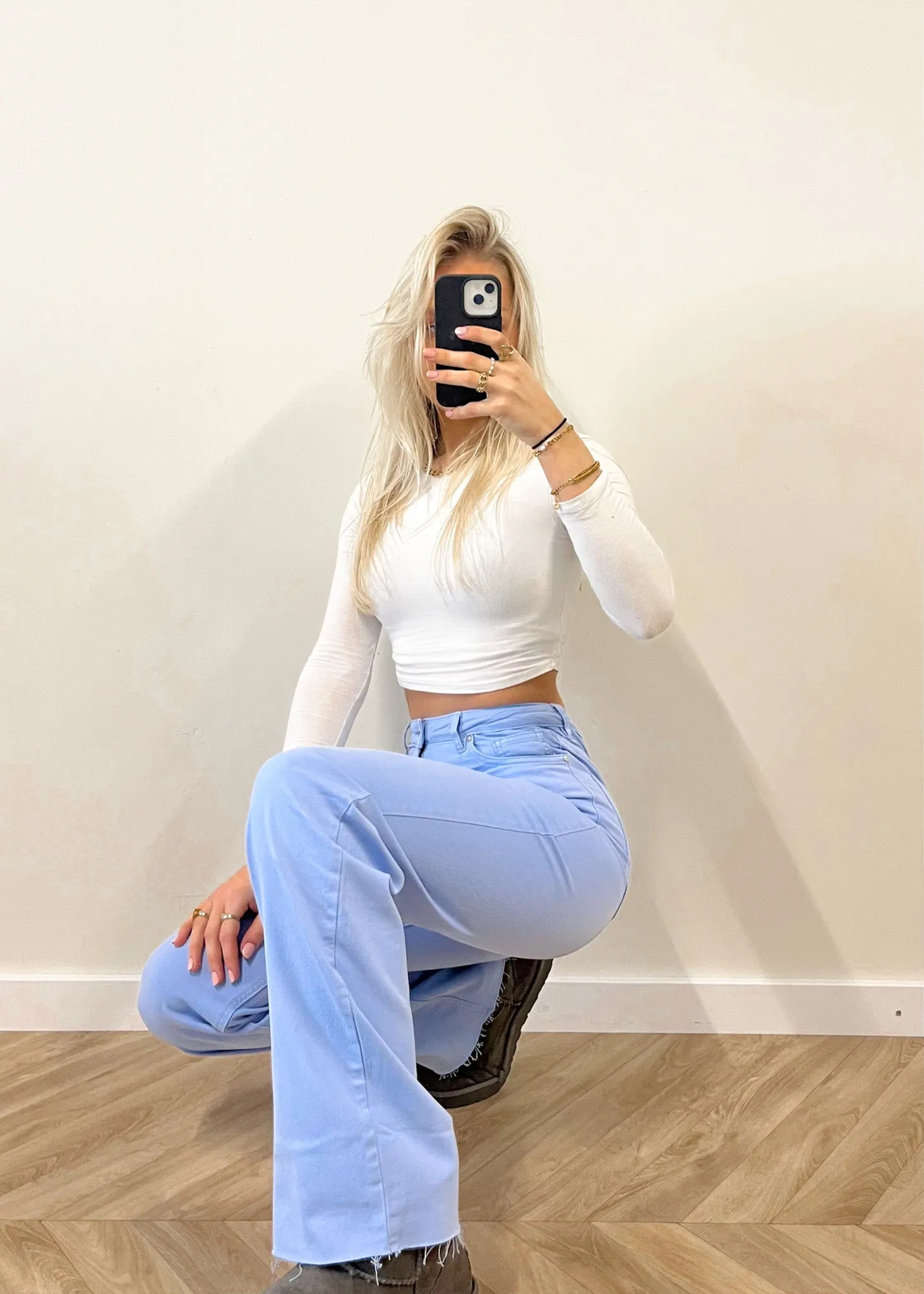 High waist straight leg jeans sky blue (REGULAR)