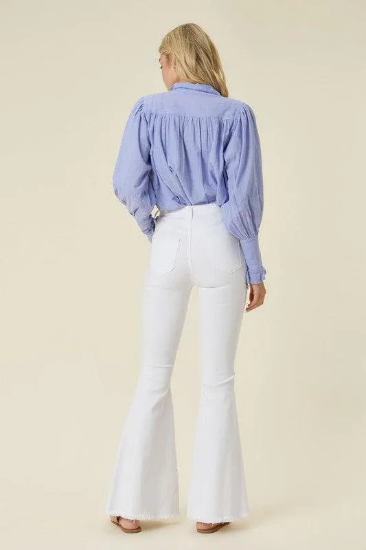 High Waisted Flare Jeans White Junior Sizes