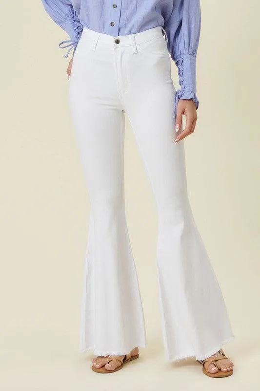 High Waisted Flare Jeans White Junior Sizes