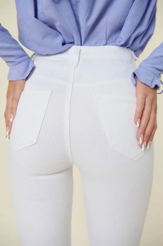 High Waisted Flare Jeans White Junior Sizes