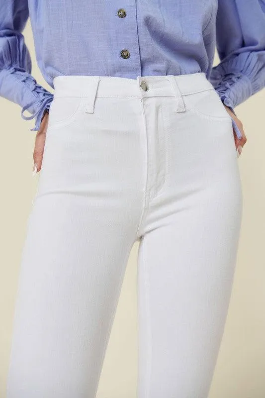 High Waisted Flare Jeans White Junior Sizes