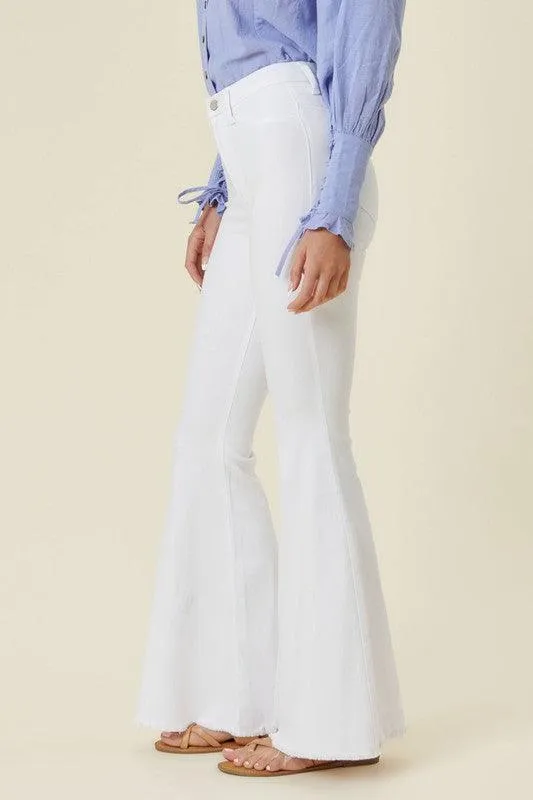 High Waisted Flare Jeans White Junior Sizes