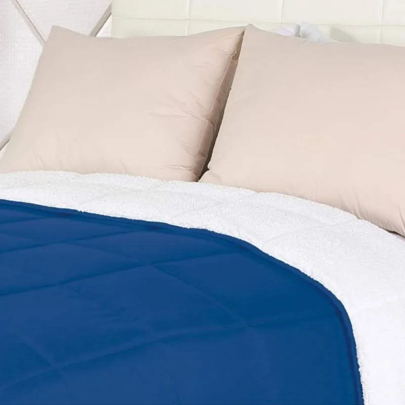 Home Fashion Reversible Plush Soft Sherpa Navy Blue Comforter