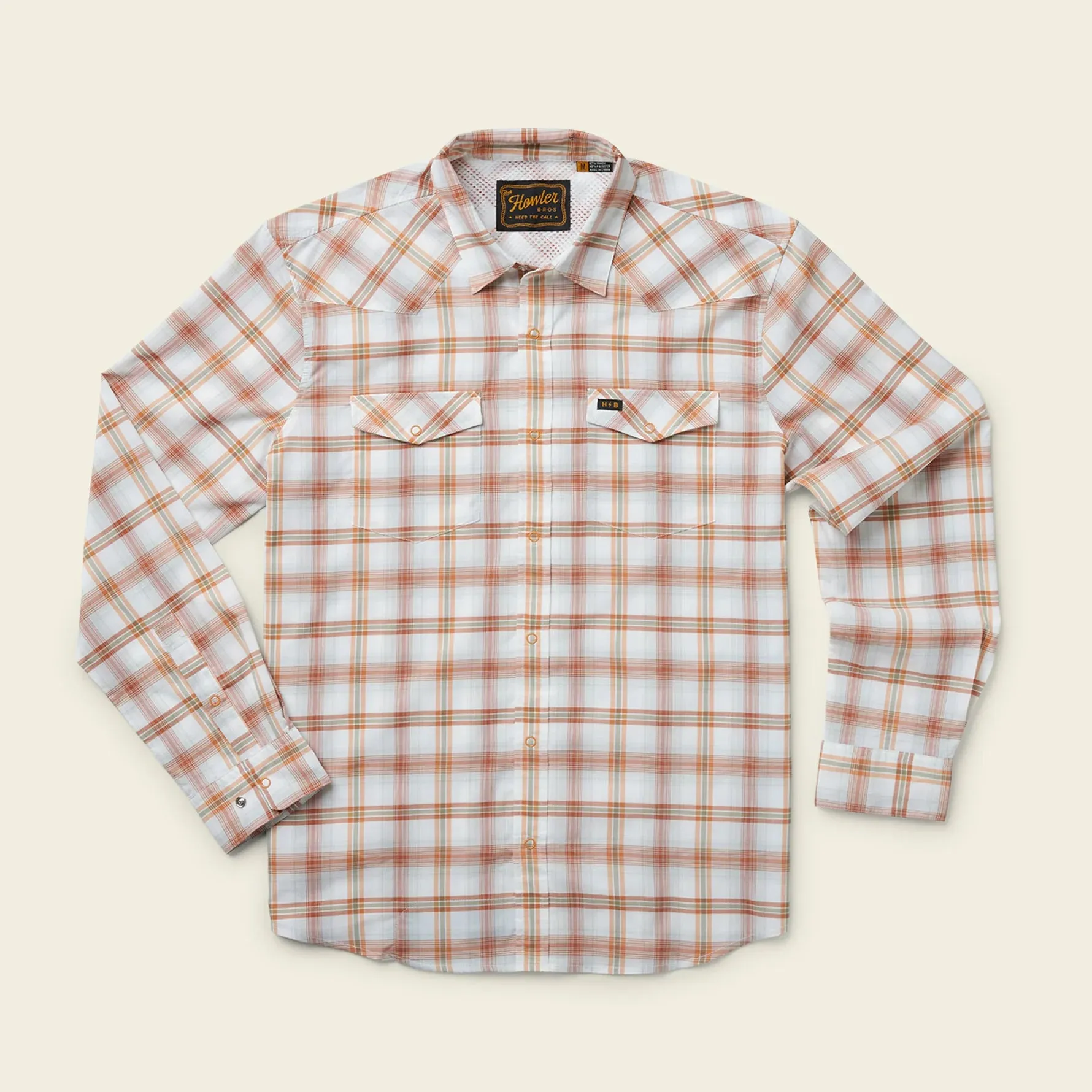 Howler Brothers Men's H Bar B Tech Longsleeve - Leon Plaid Clay