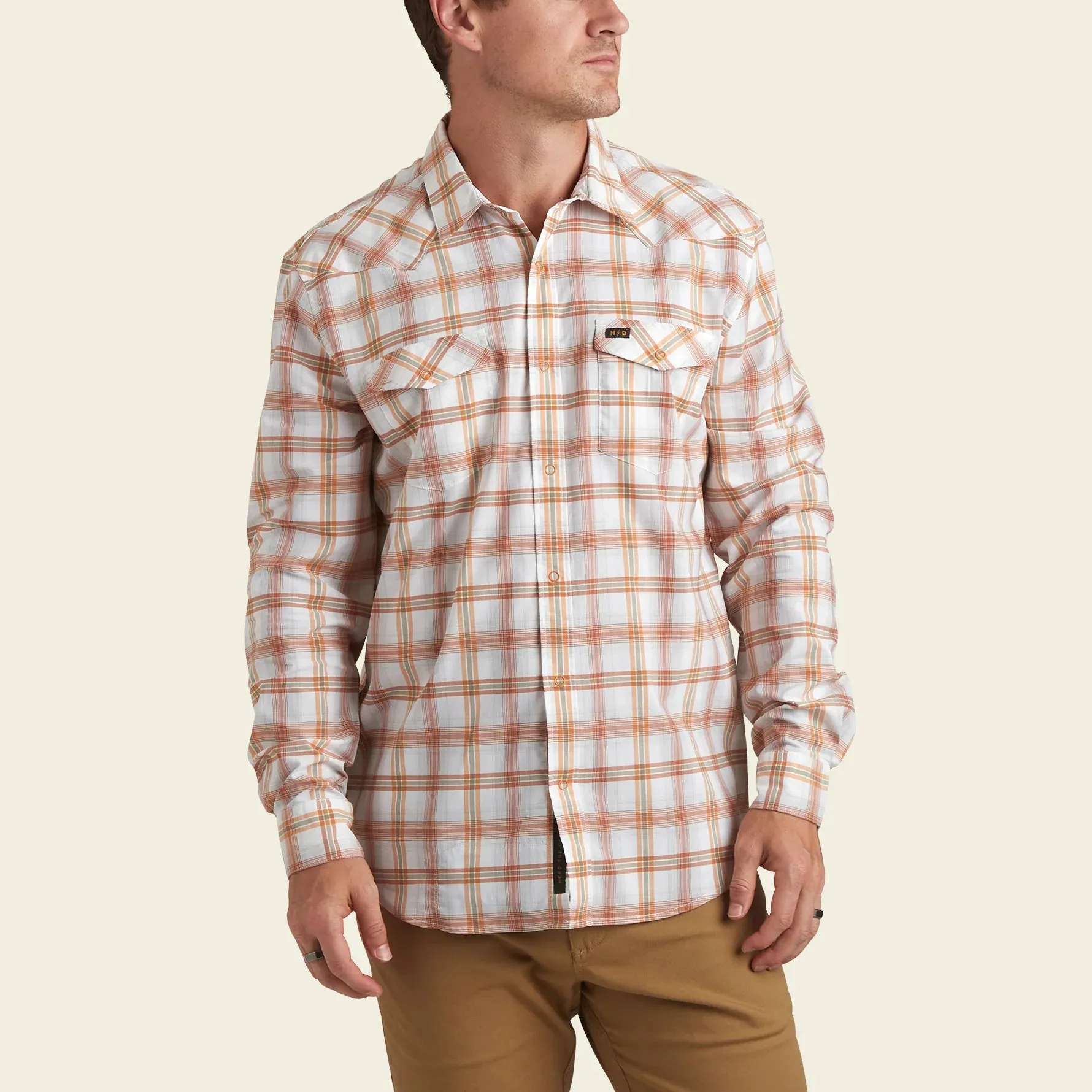 Howler Brothers Men's H Bar B Tech Longsleeve - Leon Plaid Clay