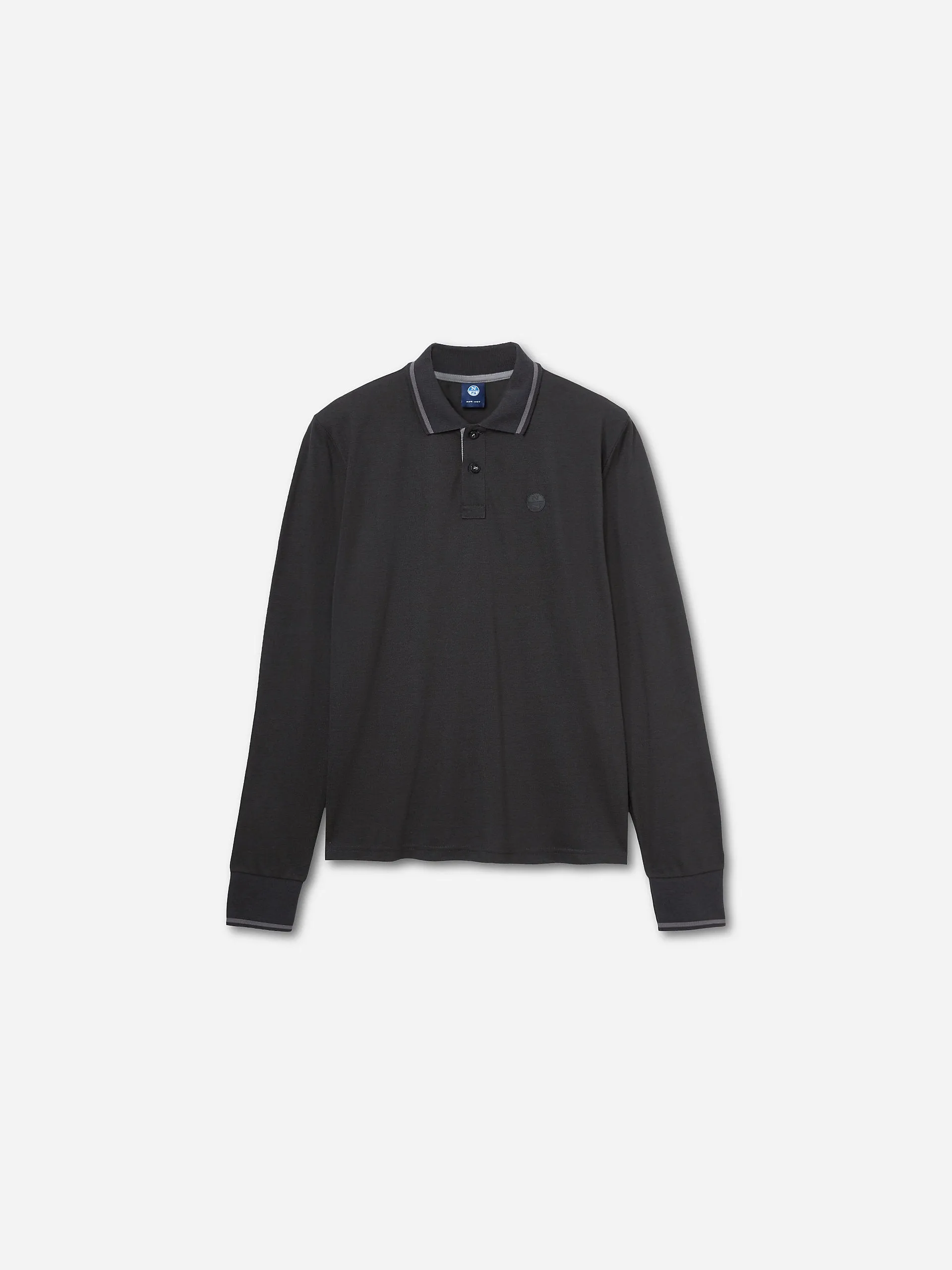 ID40145-North Sails Black Long Sleeve Polo