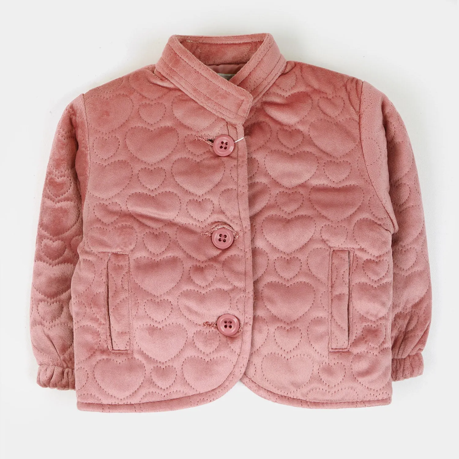 Infant Girls Quilted Jacket Hearts - Pink