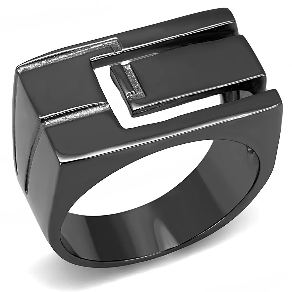 IP Light Black (IP Gun) Stainless Steel Ring with No Stone for Women Style TK3272