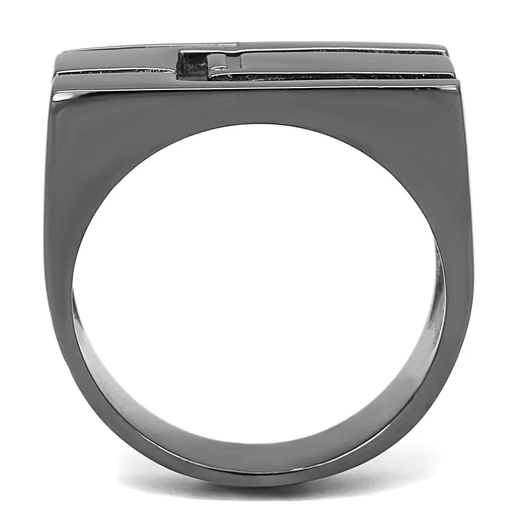 IP Light Black (IP Gun) Stainless Steel Ring with No Stone for Women Style TK3272