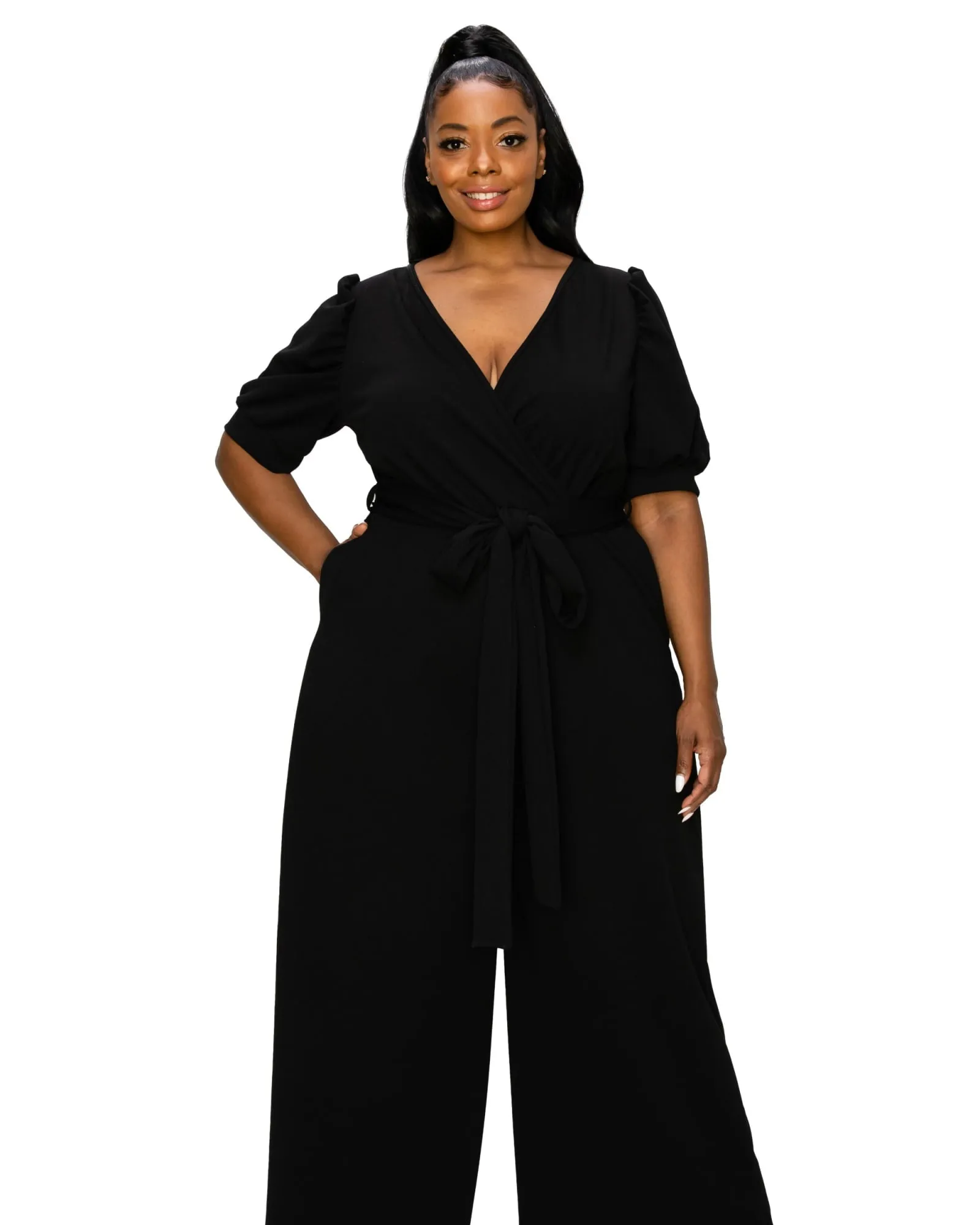 Iris Wrap Pocket Jumpsuit | Black