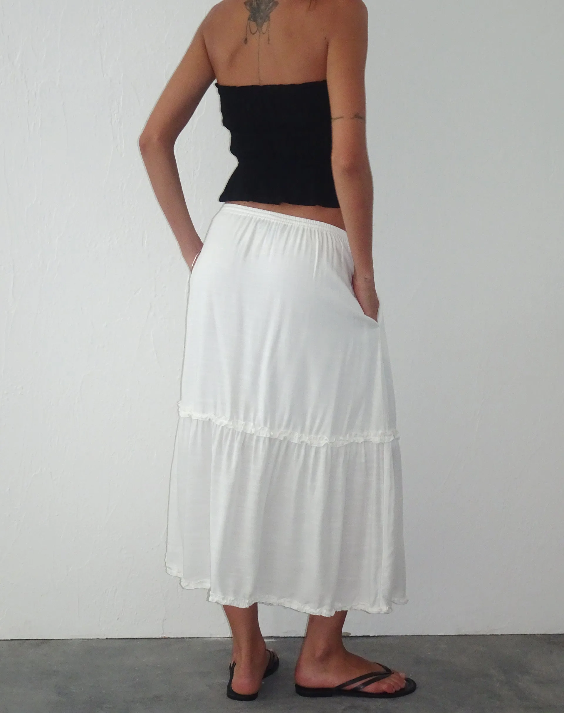 Iyana Midi Skirt in Off White