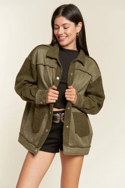 JADE BY JANE Faux Fur and Suede Jacket JJO5028P