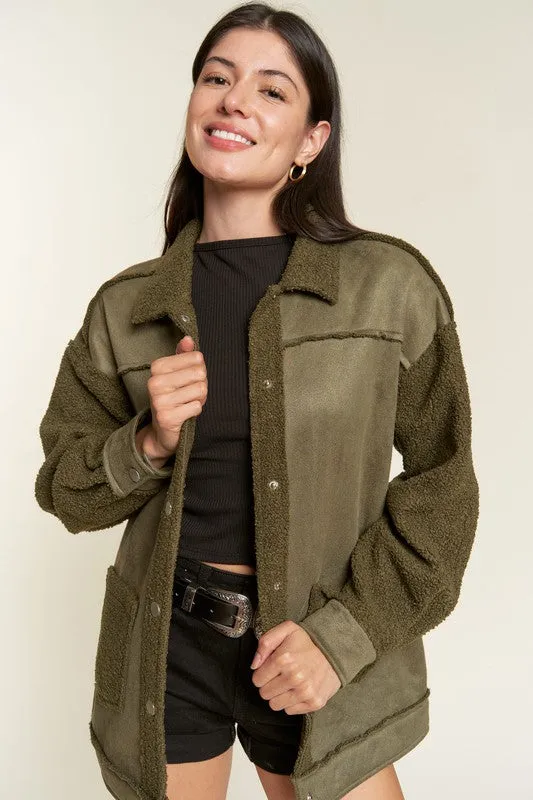 JADE BY JANE Faux Fur and Suede Jacket JJO5028P