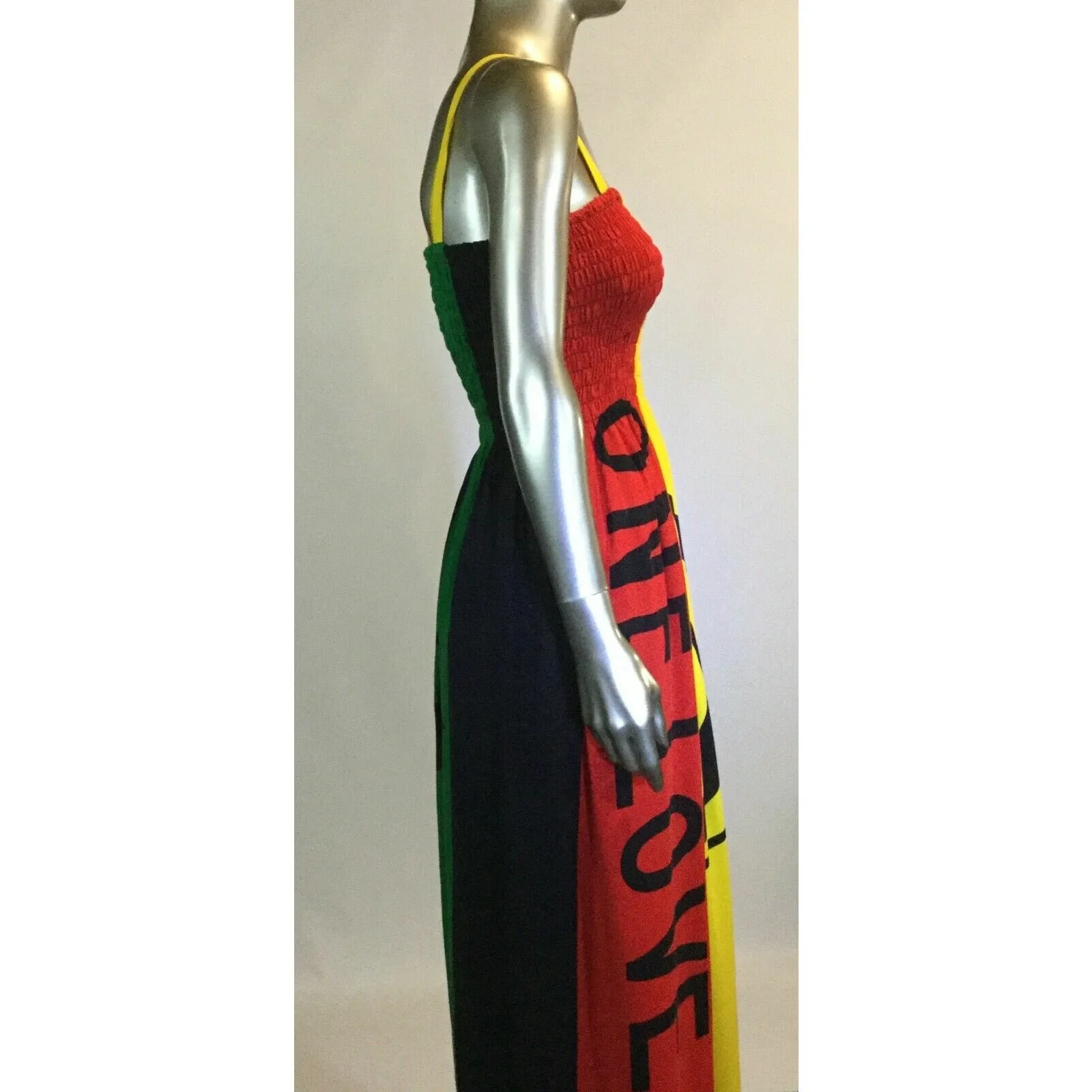 Jamaican Reggae Festival Rasta Colored Sleeveless Empress Dress ONE LOVE