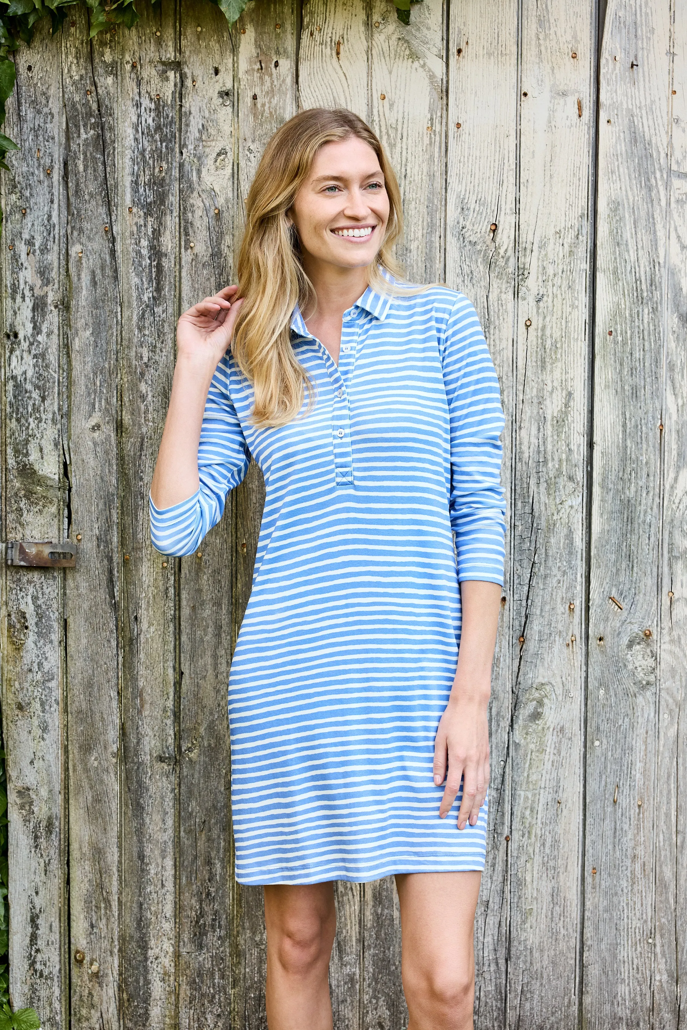 Jill Dress - Chalk Stripe Marine Blue