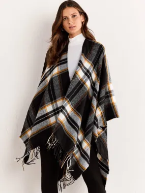 Justin Taylor Black & Yellow Plaid Fringe Wrap - Brands We Love