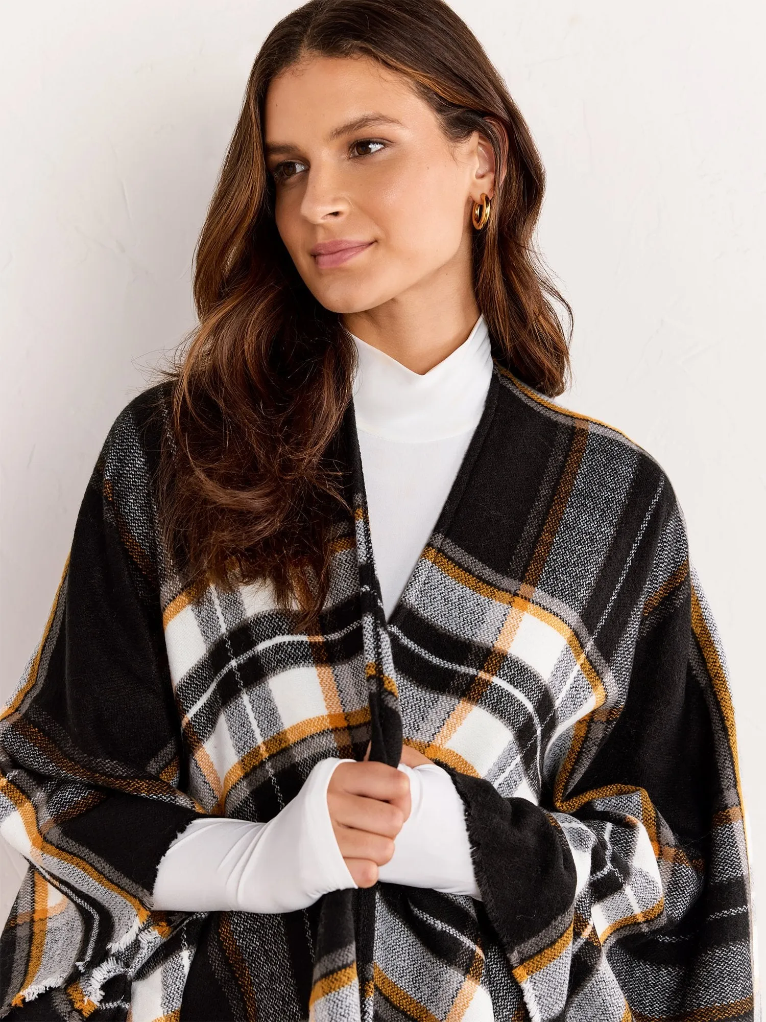 Justin Taylor Black & Yellow Plaid Fringe Wrap - Brands We Love