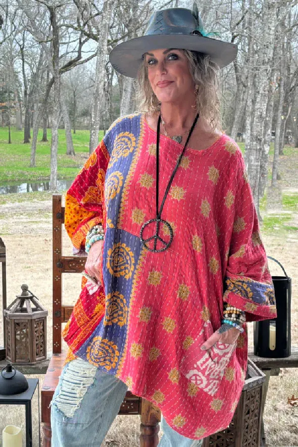 Kantha Sunrise Poncho "Erin" by Jaded Gypsy