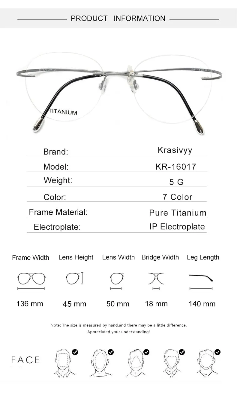 Krasivyy Unisex Rimless Round Titanium Eyeglasses Kr16017