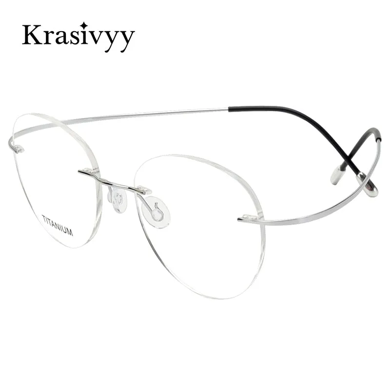 Krasivyy Unisex Rimless Round Titanium Eyeglasses Kr16017