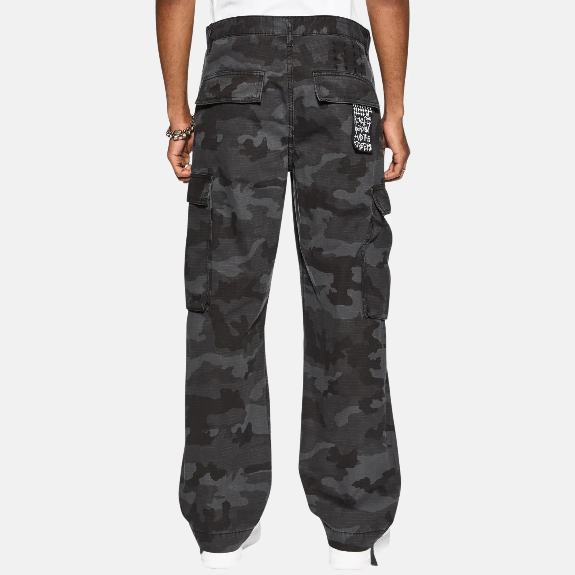 Ksubi Black Camo Fugitive Cargo Pants