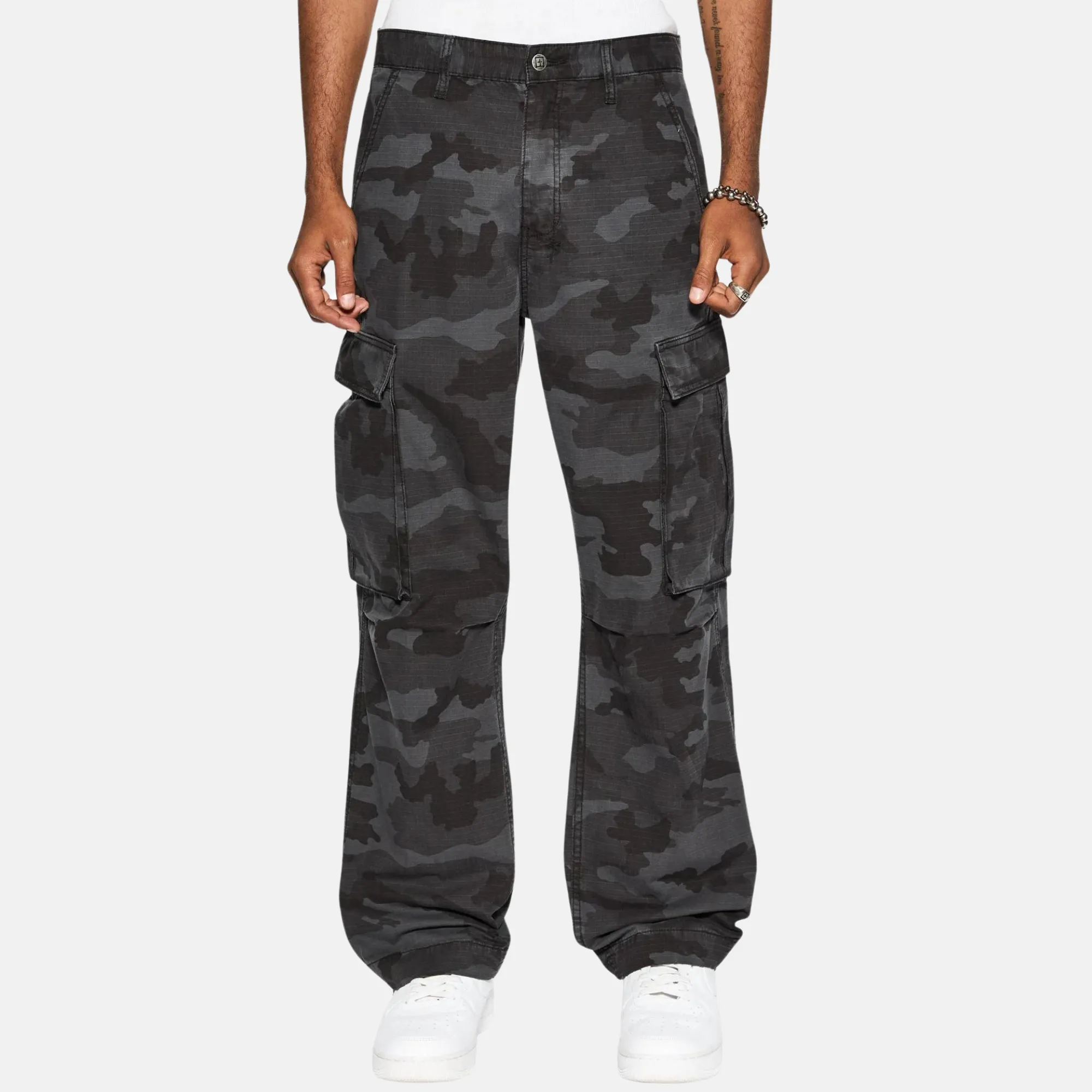 Ksubi Black Camo Fugitive Cargo Pants