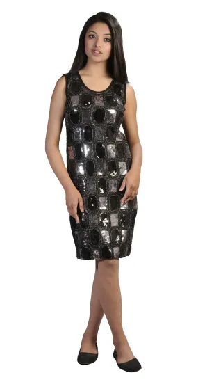 Ladies Black Sleeveless Mini Chinlon Dress. (No Refund/ No Exchange)