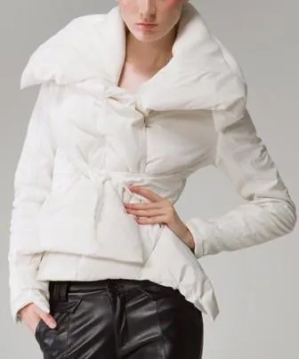 Large Collar Puffer Down Jacket in White