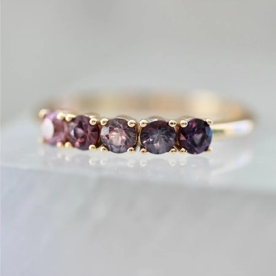 Late Checkout Purple Ombré Round Brilliant Cut Spinel Band