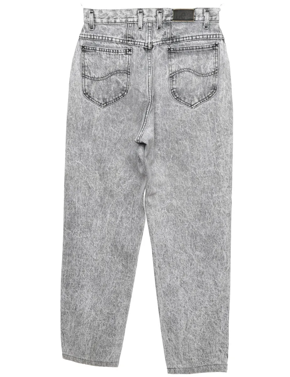 Light Grey & Black Acid Wash Tapered Lee Jeans - W28 L28