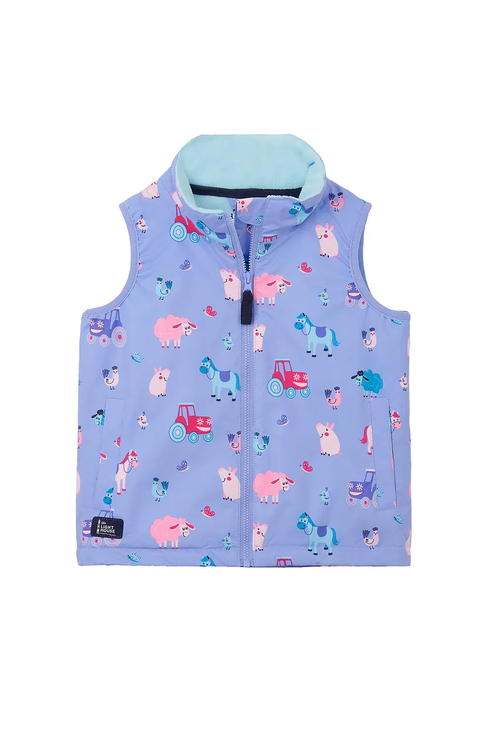 Lighthouse Lilac Farm Print Gilet