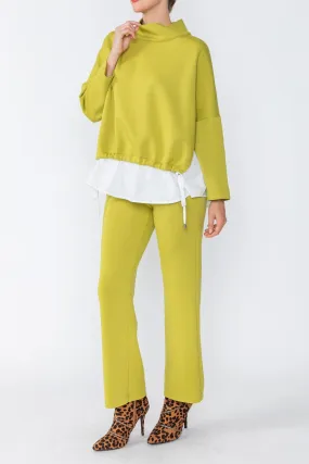 Lime High Stand Collar & Shirts Tail Layer Top