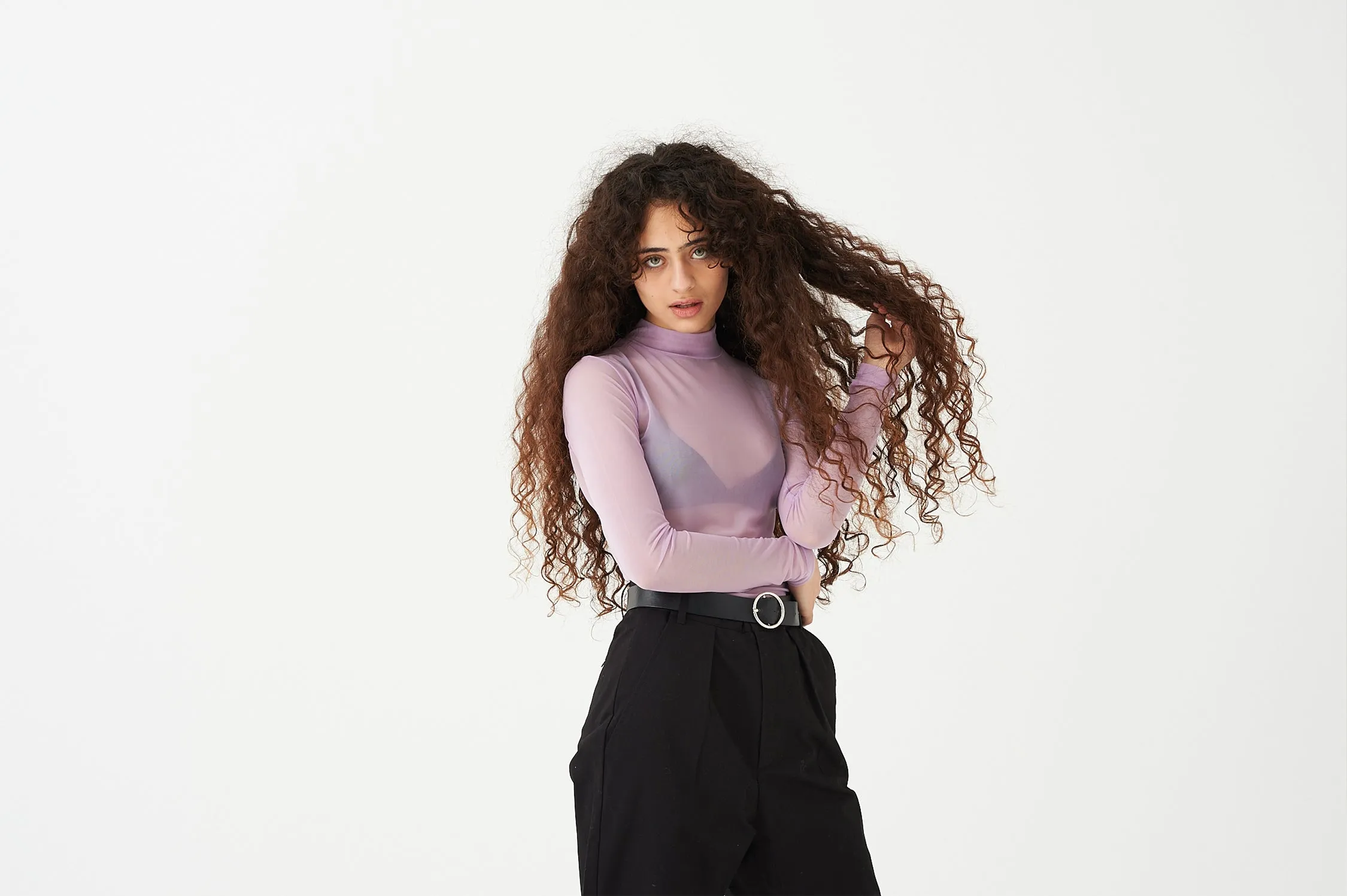 LO Lilac Sheer Turtleneck