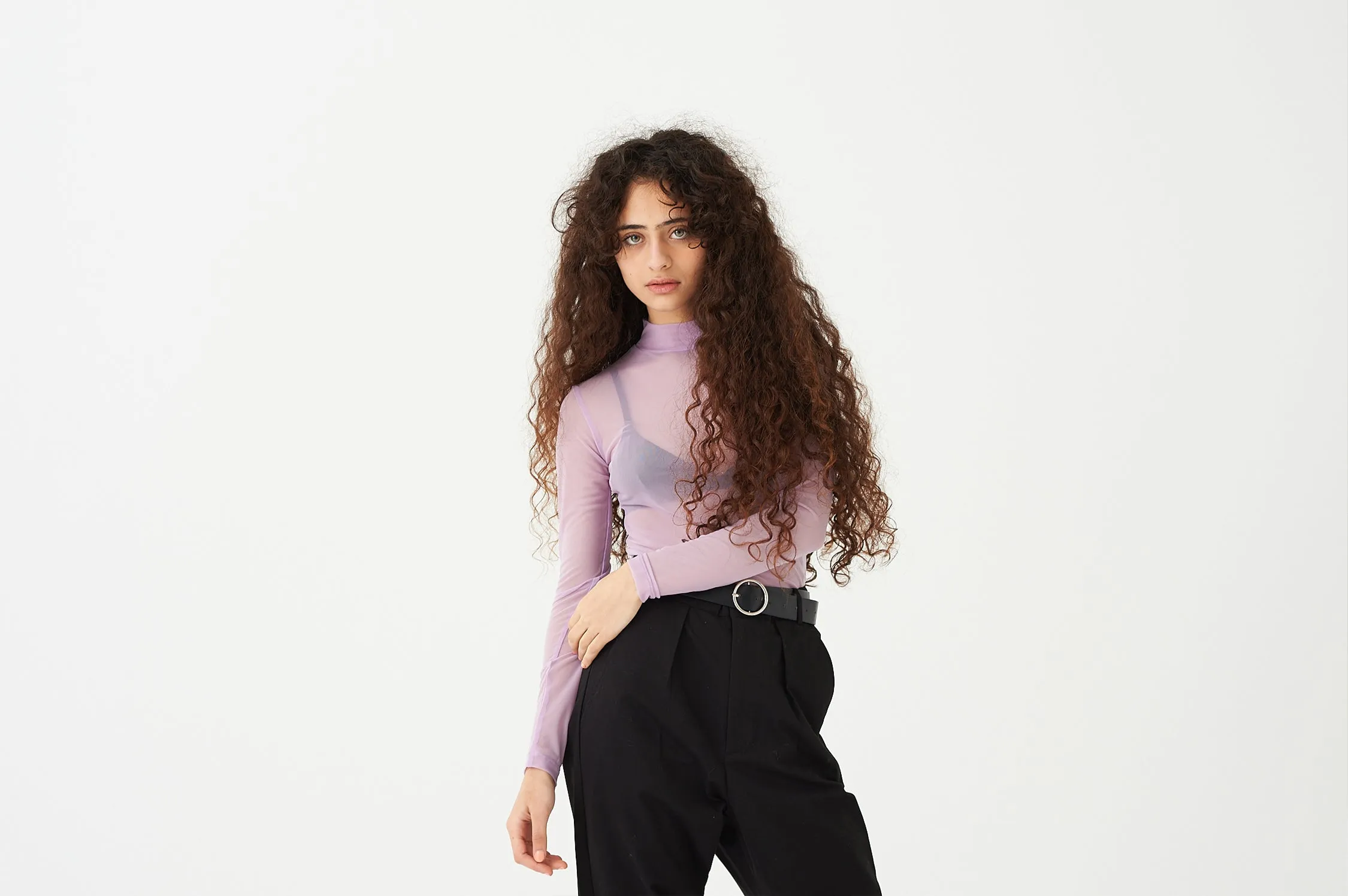 LO Lilac Sheer Turtleneck