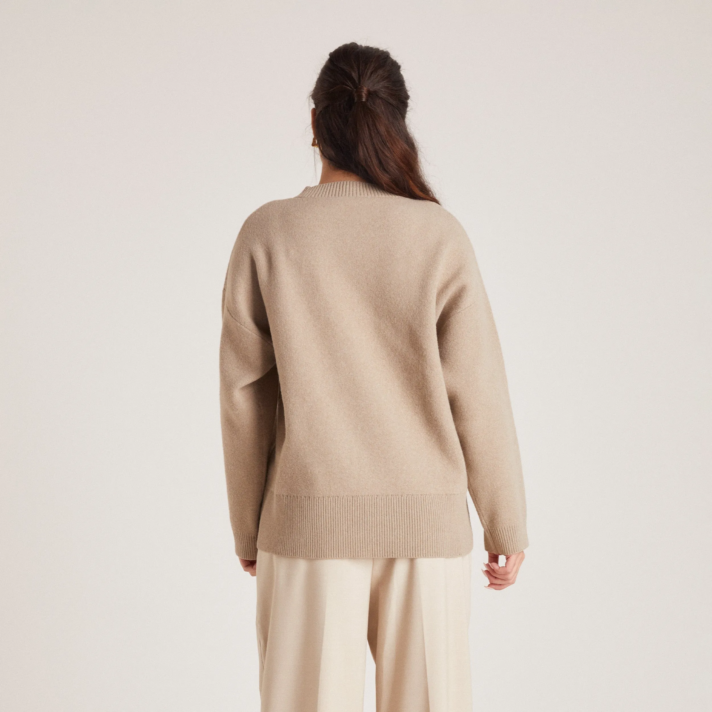 Lounge Knitted Crew Neck Jumper - Bread