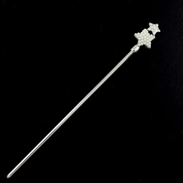 LUX Swarovski Rhinestone and White Pearl Stars Hair Stick