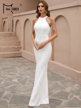 Lux White Sequin Maxi Dress