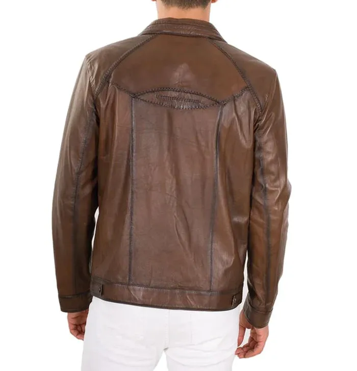 Mens Brown Leather Biker Jacket