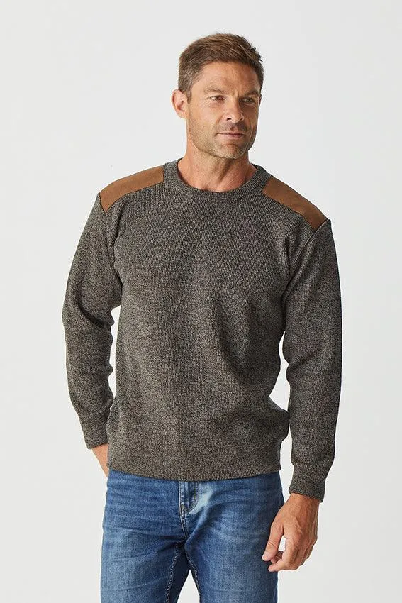 Men's Crew Neck With Suede Patches