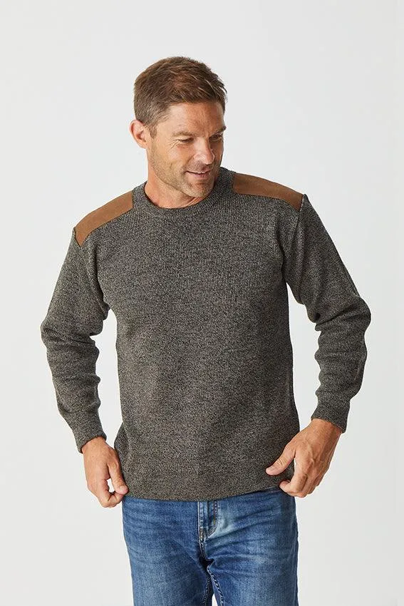 Men's Crew Neck With Suede Patches