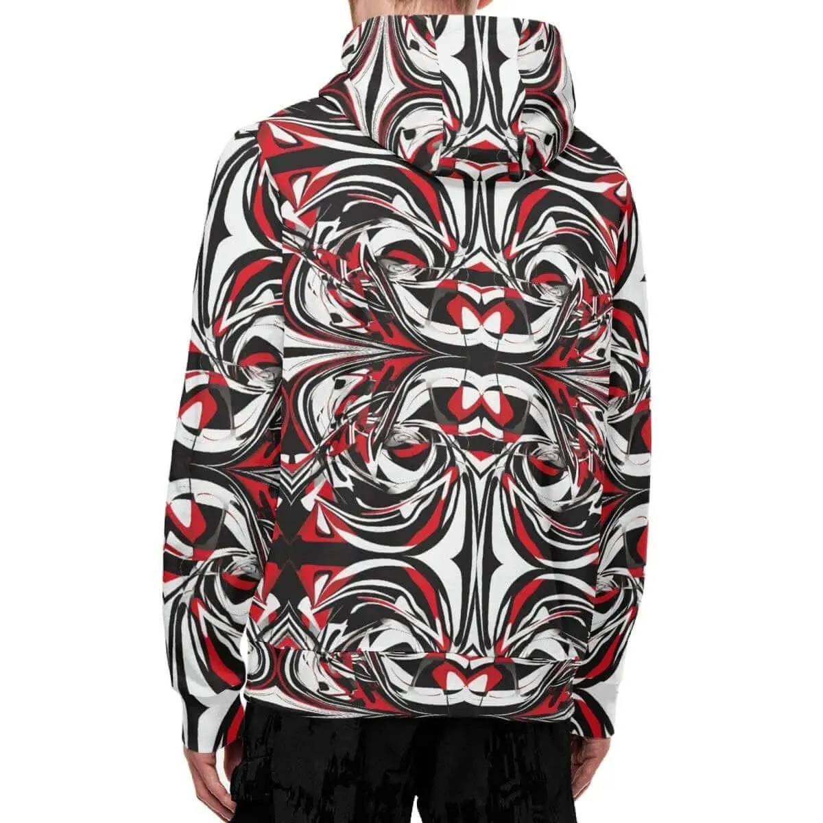 Men's Red, Black, and White Hoodie