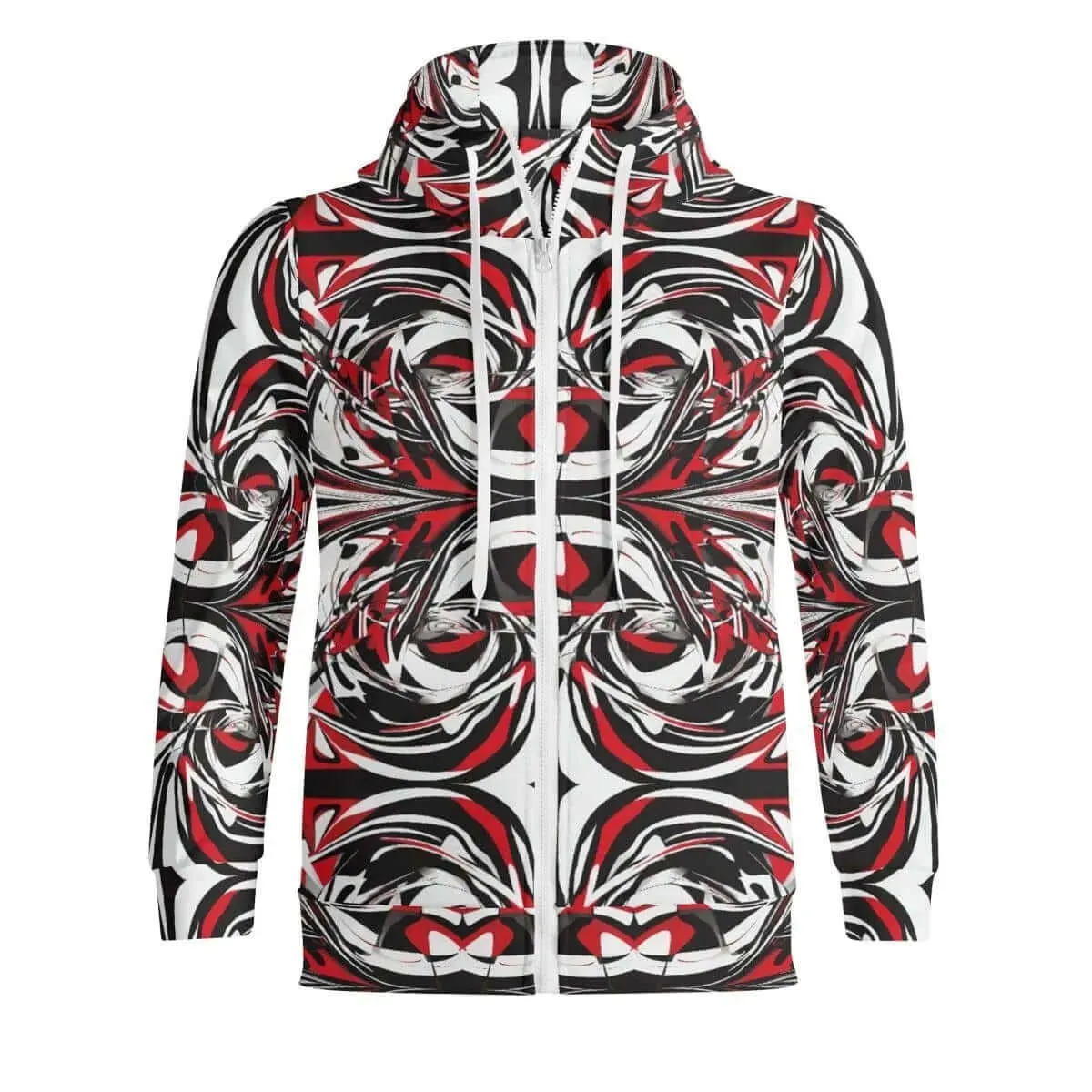 Men's Red, Black, and White Hoodie