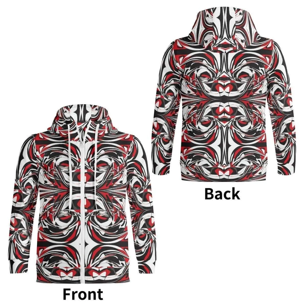 Men's Red, Black, and White Hoodie